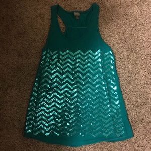 ✅VANITY SIZE MEDIUM TEAL SEQUIN TANK TOP- EUC✅